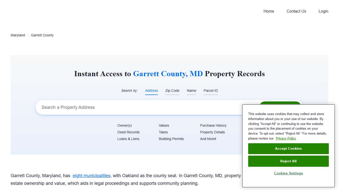 Garrett County Property Records Owners, Deeds, Permits